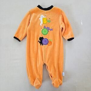 Vintage Halloween Boo Velour Footed PJs 3-6 months